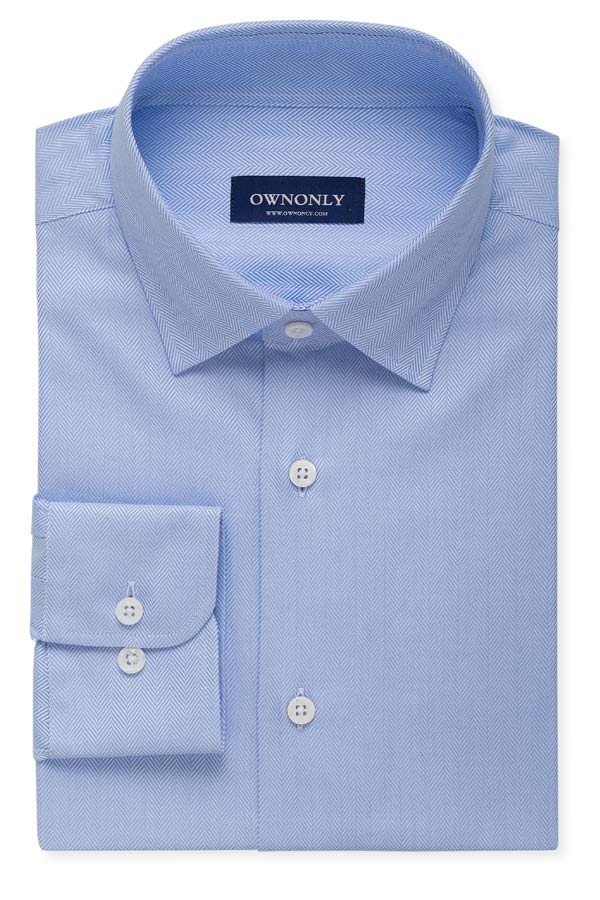 浅蓝人字纹衬衫