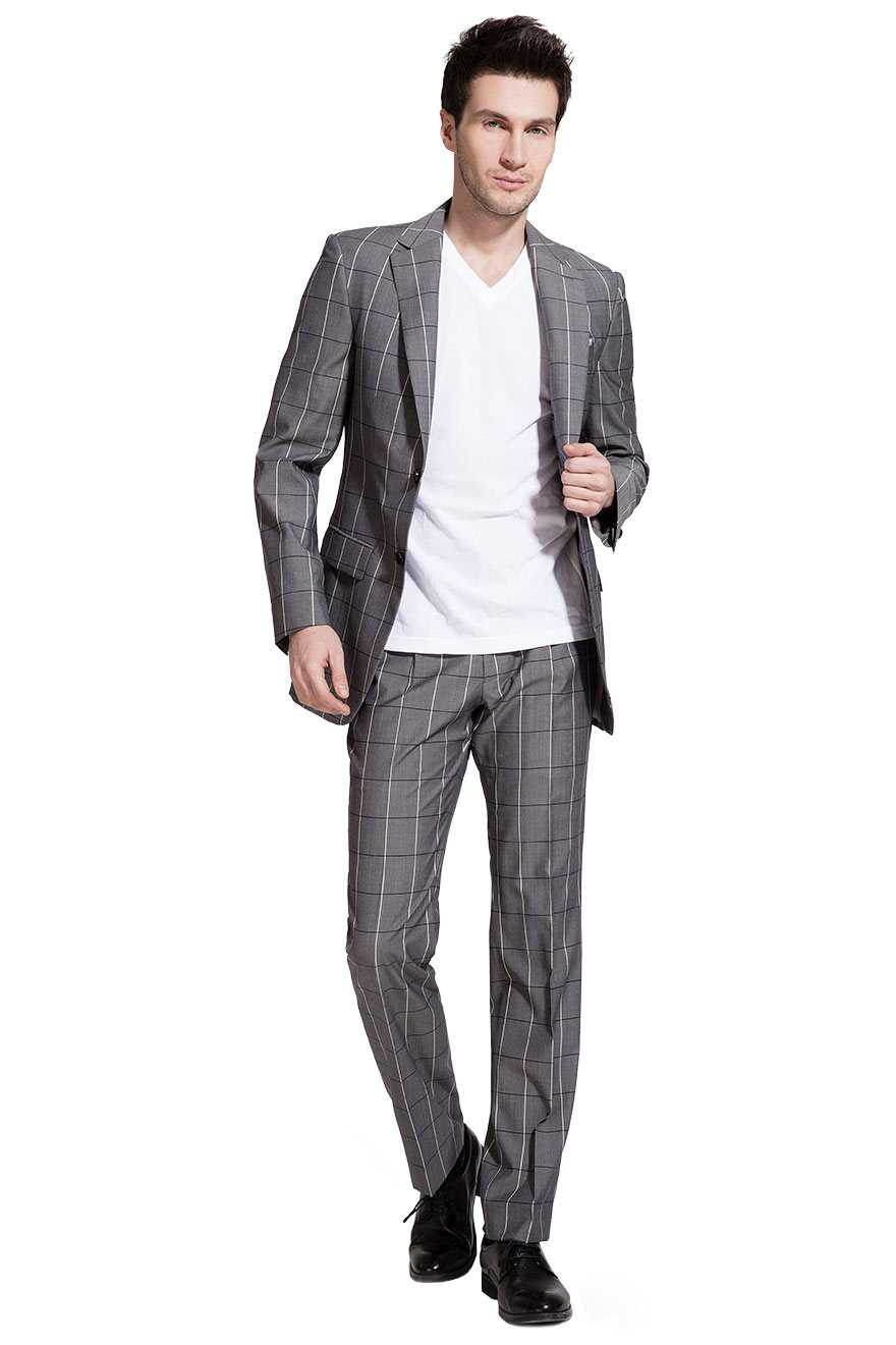 REDA灰色格纹商务两件套
