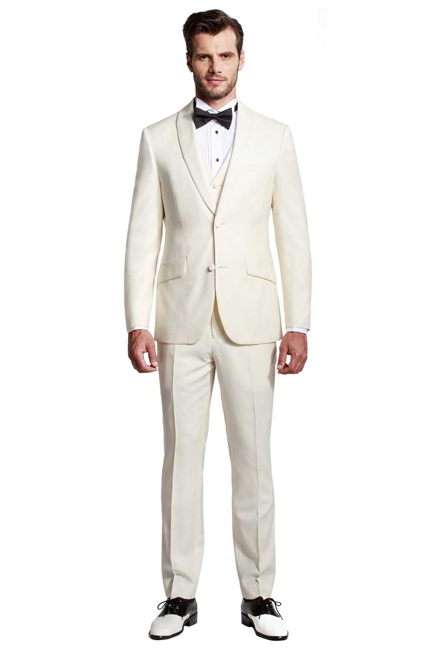 白色青果领礼服三件套