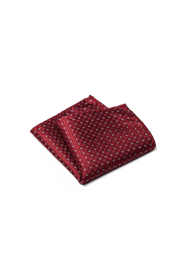 红底灰色波点丝绸方巾