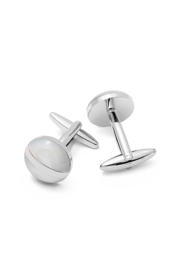 圆形白色猫眼石袖扣