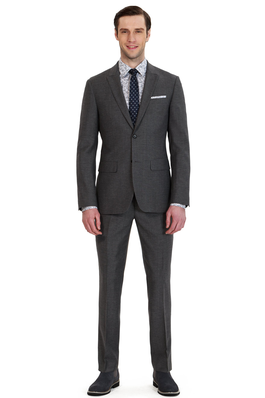 深灰色肌理纹商务两件套