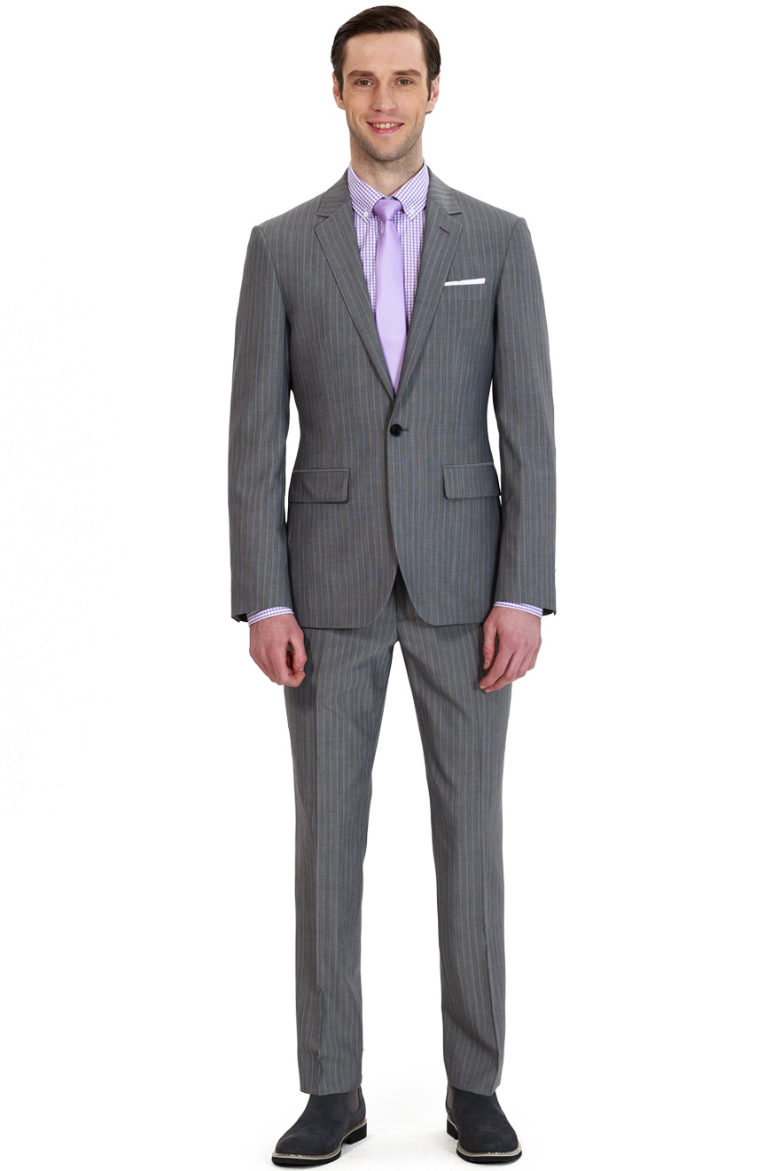 灰色条纹两件套