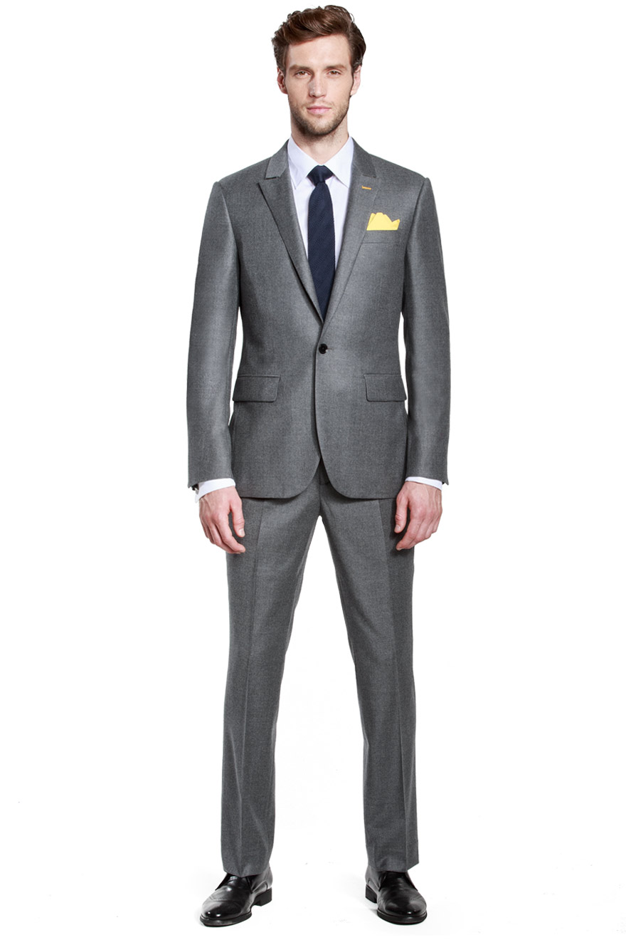 平戗领灰色时尚商务两件套