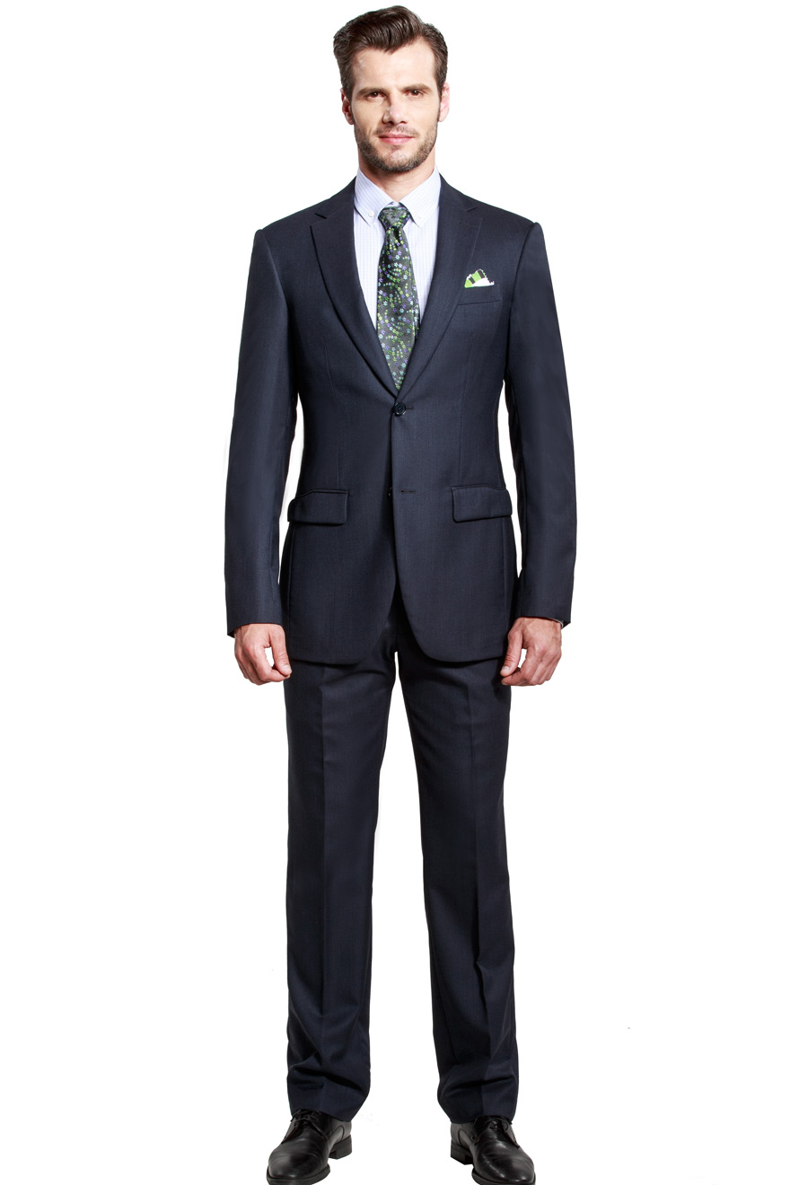 商务款净色藏青两件套西服