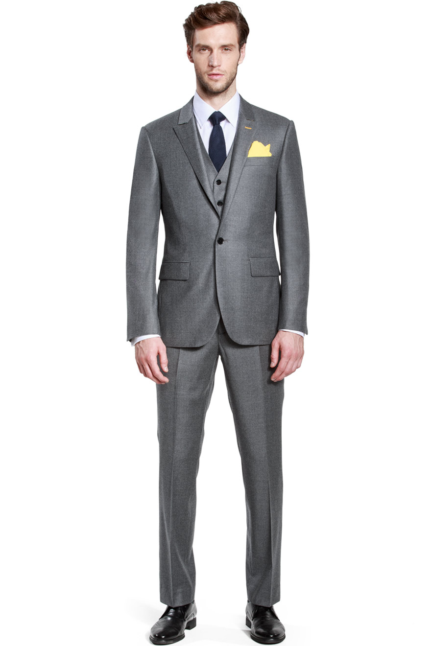 平戗领灰色时尚商务三件套