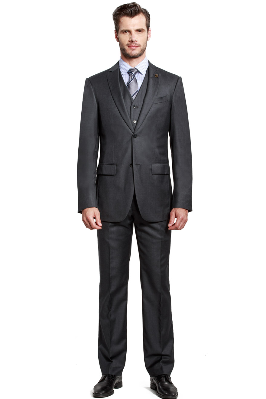 商务款灰色条纹三件套