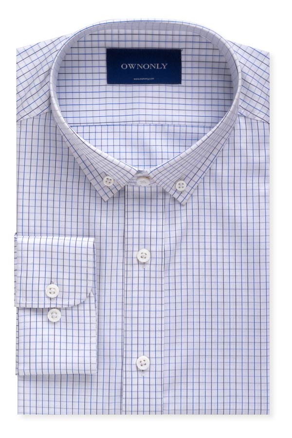 经典蓝色格纹衬衫