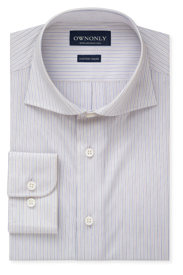 经典蓝灰细条纹衬衫