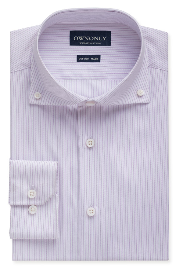 经典白底紫色细条纹衬衫