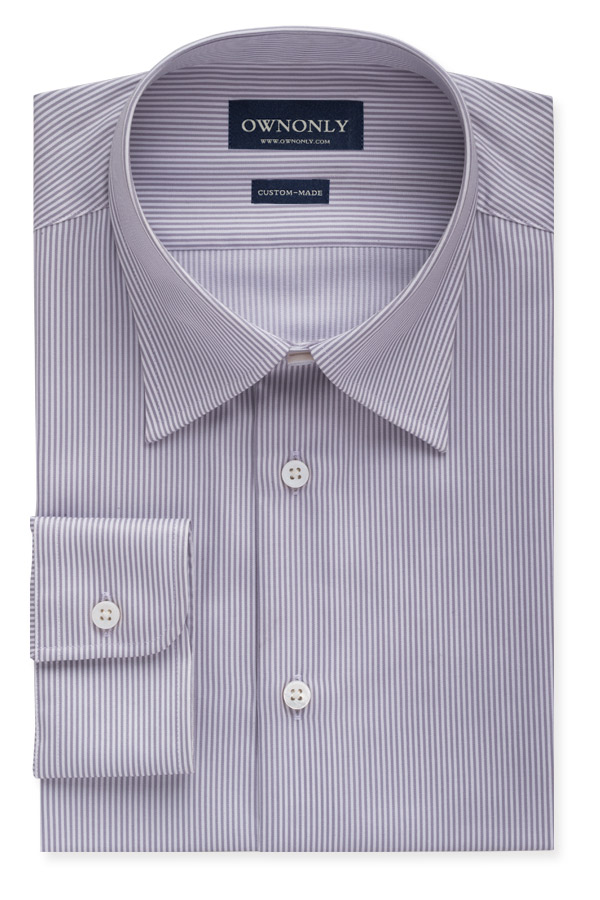 商务款William灰&白细条纹衬衫