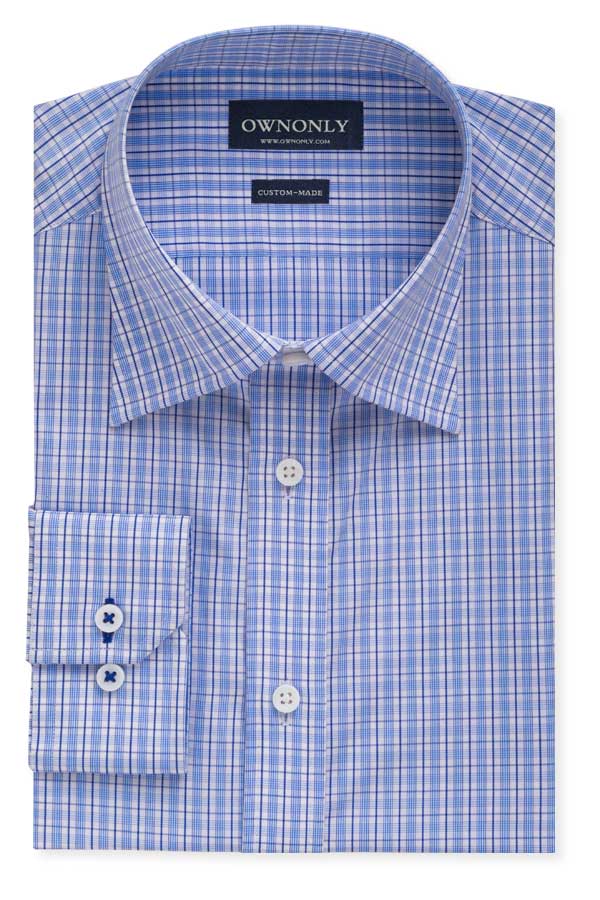 商务款York蓝&白方格衬衫