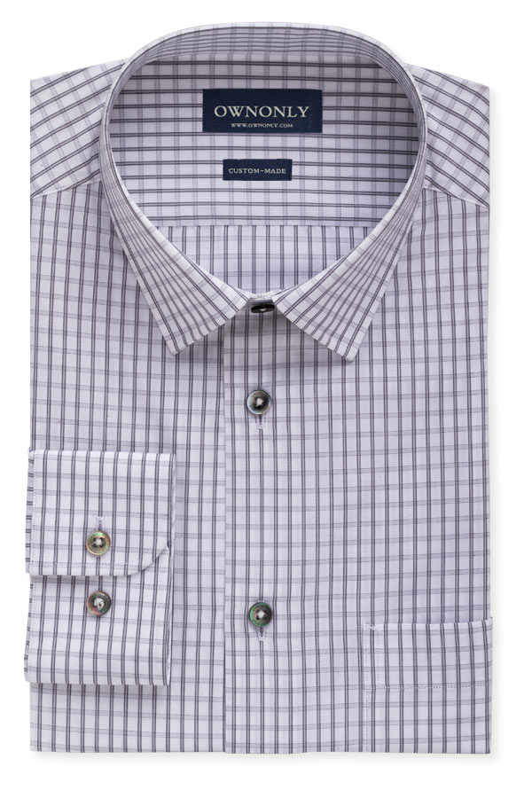 灰白小格纹衬衫