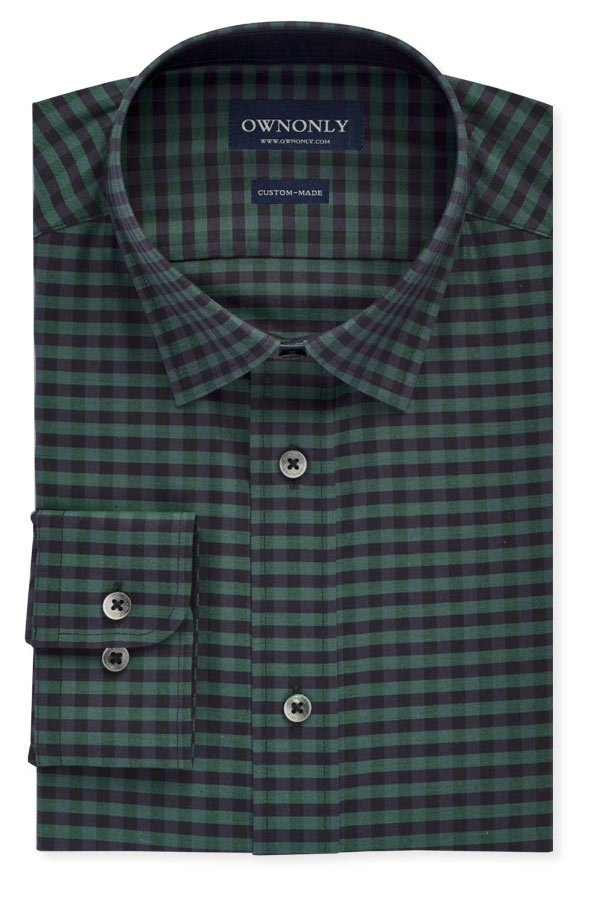 黑绿小格纹衬衫