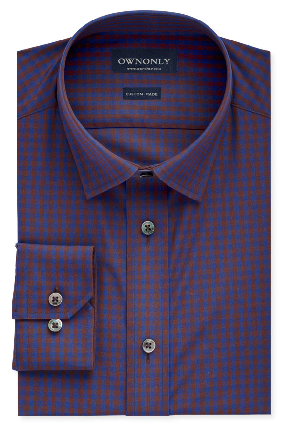 红蓝格纹时尚衬衫
