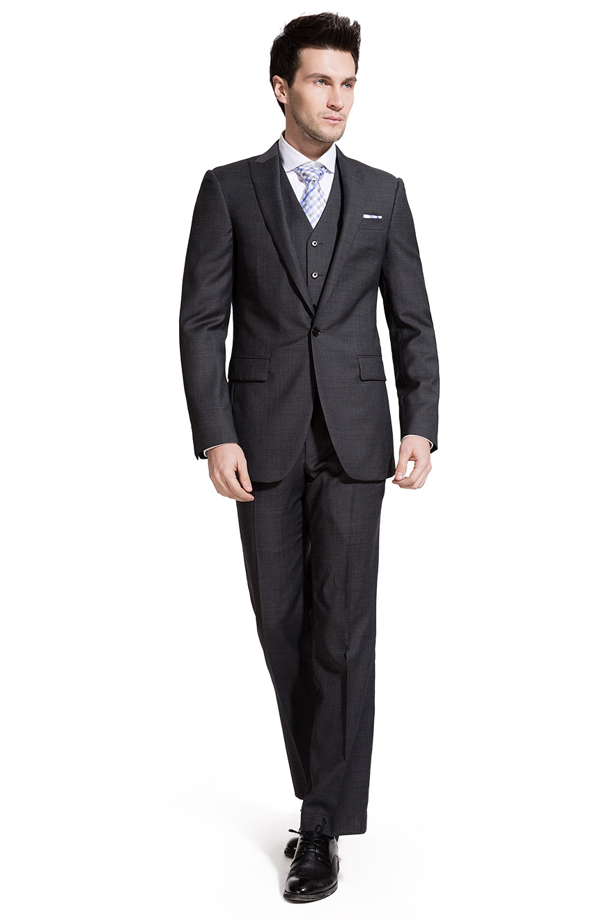 商务款深灰色两件套西服