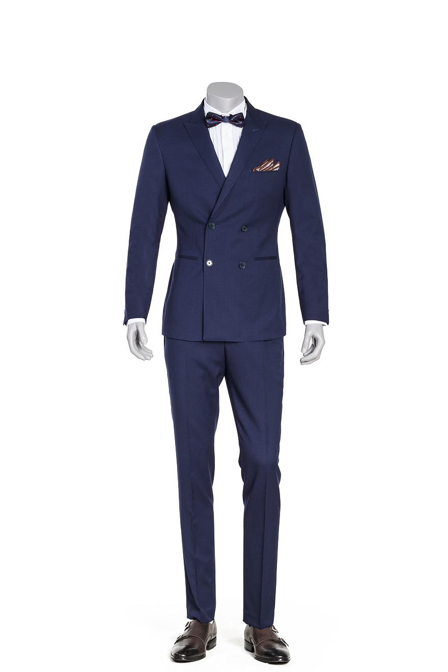 藏蓝色双排扣套西