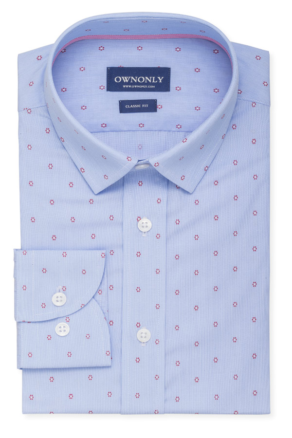 浅蓝色点花衬衫