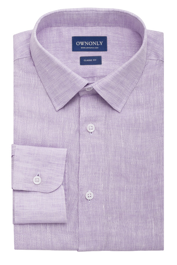 浅紫色体闲衬衫