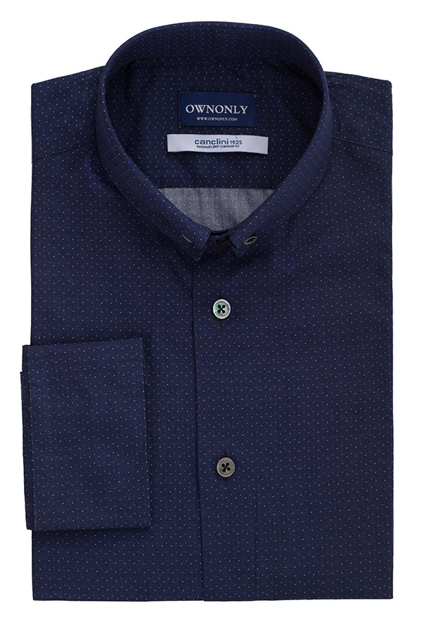 藏青色波点衬衫