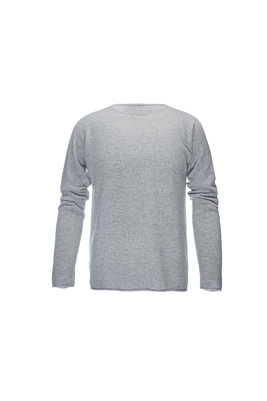 浅灰色圆领羊绒衫