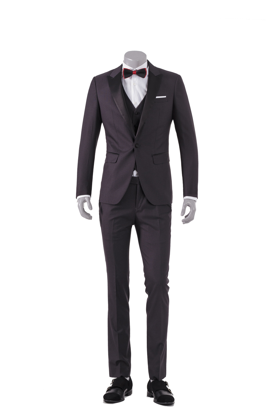 黑底细格纹三件套