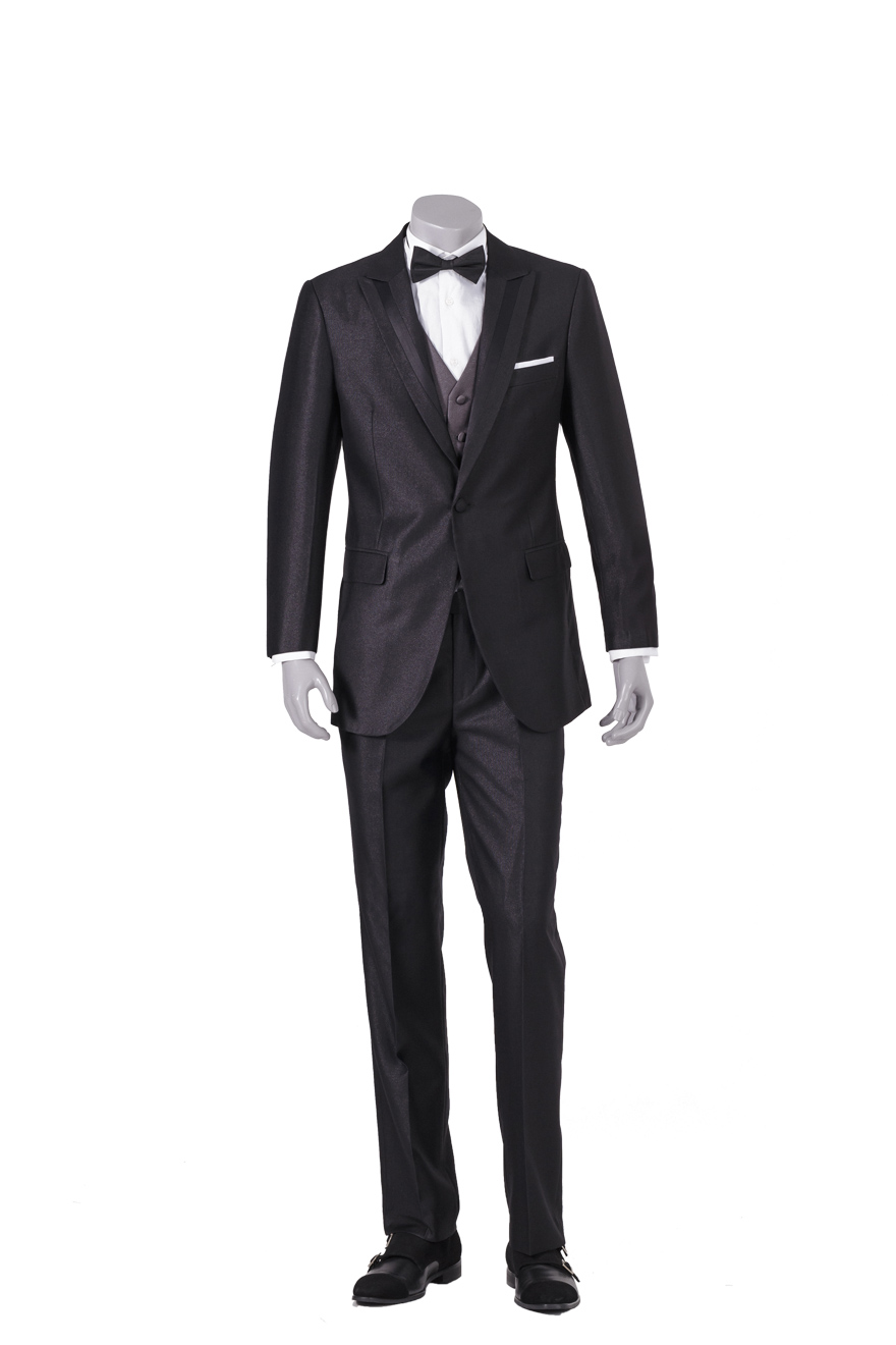 驳头镶拼时尚礼服二件套